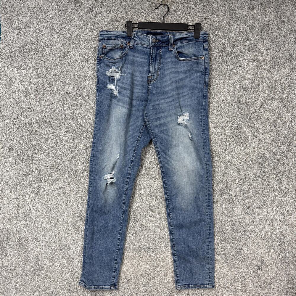 Aeropostale Jeans Mens Med 30x29.5 Blue Denim Athletic Skinny Distressed Grunge
